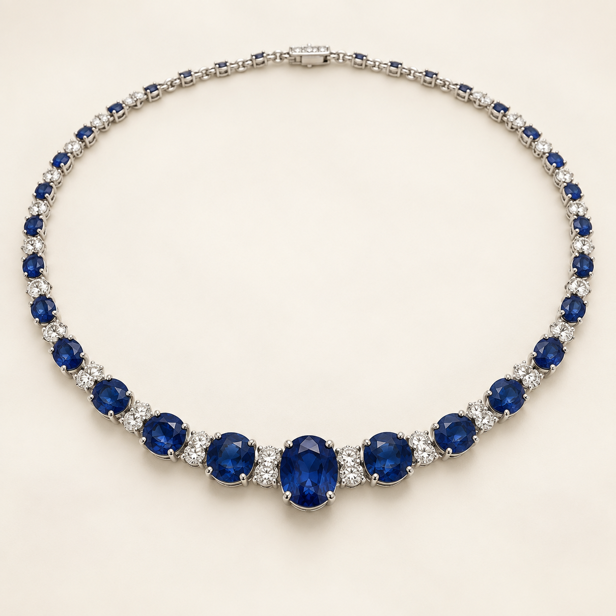 Natural sapphire and diamond high jewellery necklace